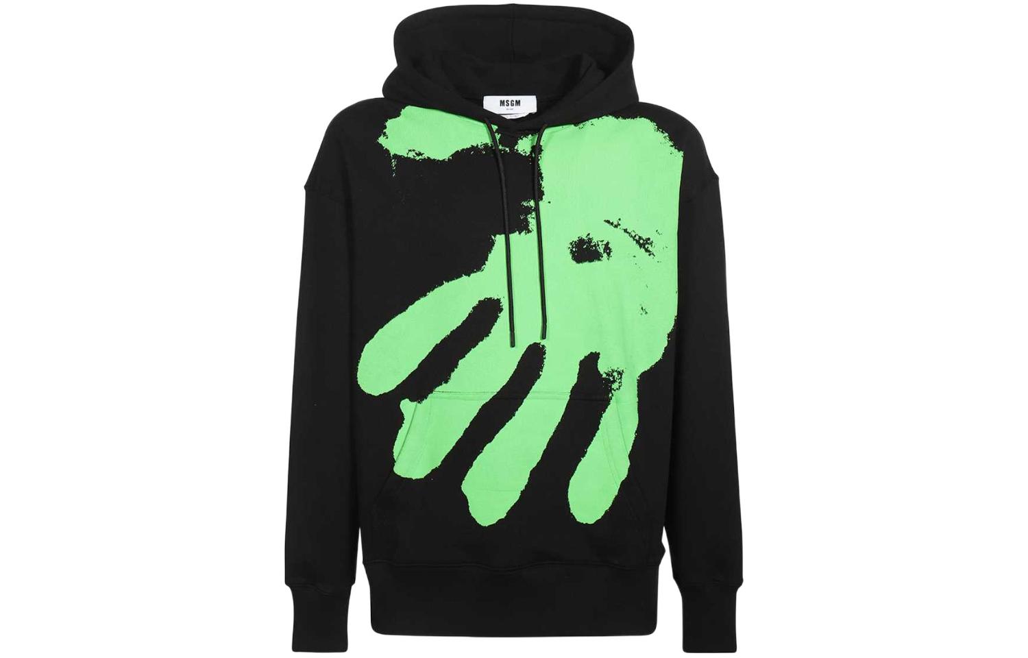 MSGM Black Hoodie with Handprint Graphic Long Sleeves Casual Style 3340MM72227799-99