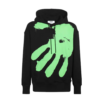 MSGM Black Hoodie with Handprint Graphic Long Sleeves Casual Style 3340MM72227799-99