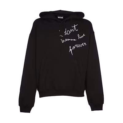 MSGM Black Hoodie with Letter Print Design 3740MM140-247795-99