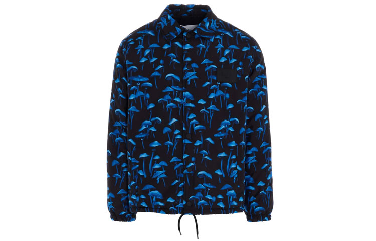 MSGM Black Jacket with Mushroom Pattern and Turn-Down Collar 2940MH22207553-85