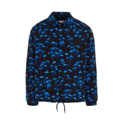 MSGM Black Jacket with Mushroom Pattern and Turn-Down Collar 2940MH22207553-85