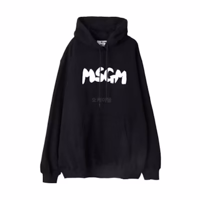 MSGM Black Letter Logo Hoodie Long Sleeve Pullover 3541MDM15523779999