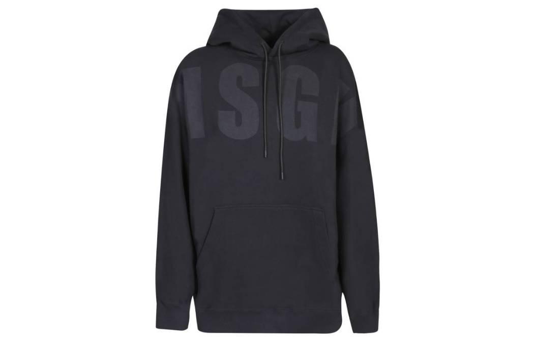 MSGM Black Logo Print Oversized Hoodie Long Sleeve 3540MM109237799-99