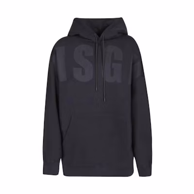 MSGM Black Logo Print Oversized Hoodie Long Sleeve 3540MM109237799-99