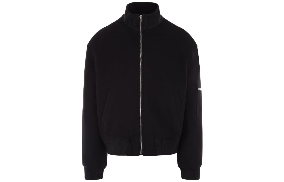 MSGM Black Loose Fit Stand Collar Zip-Up Jacket 3540MH06X23760099