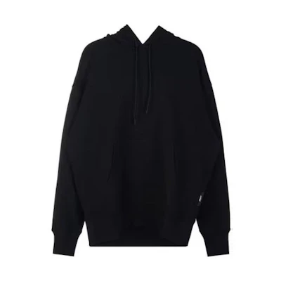 MSGM Black Oversized Hoodie with Logo Embroidery 3340MM74-227799-99