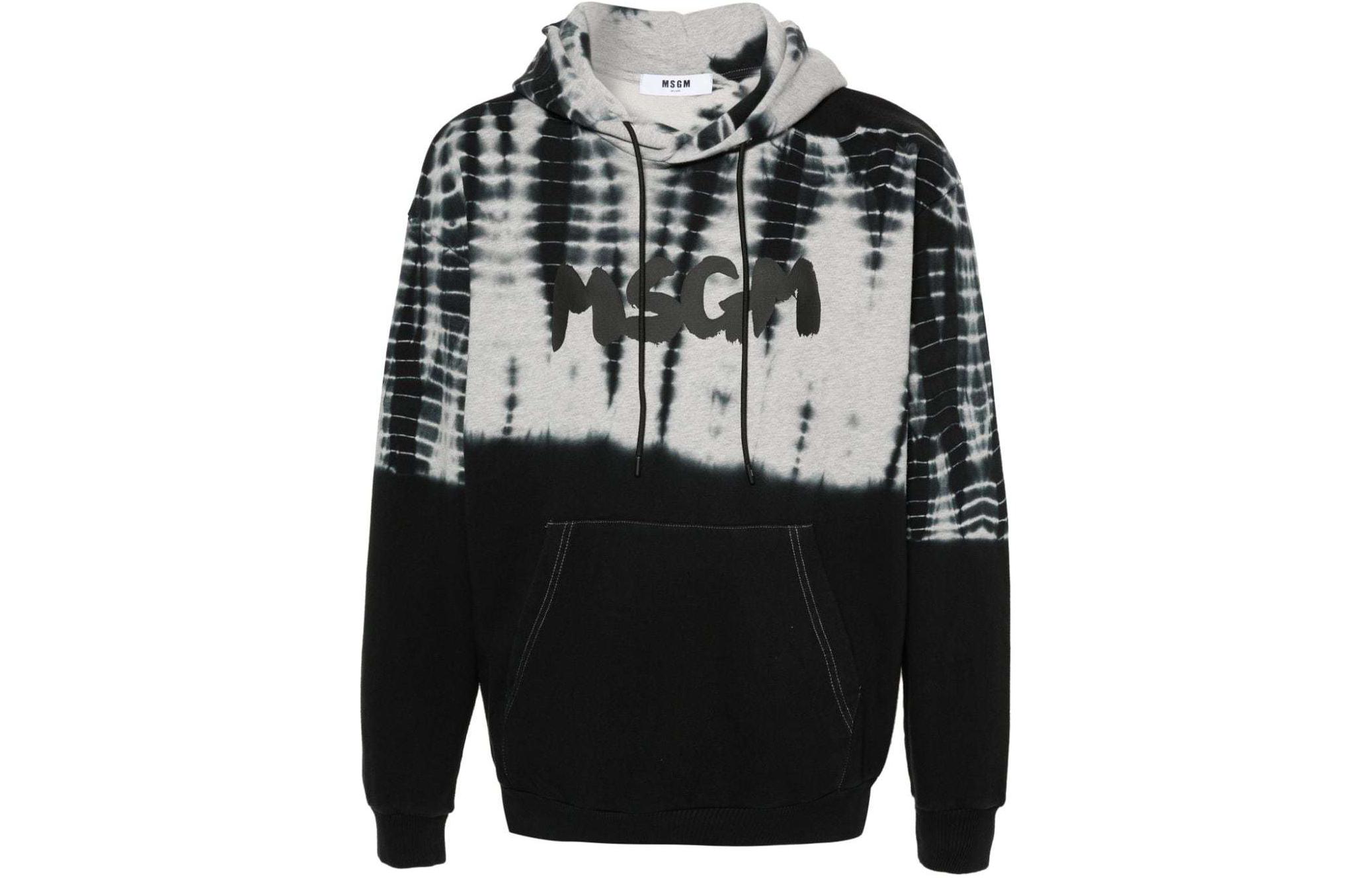 MSGM Black Tie-Dye Logo Hoodie 3640MM111247084-BLACK