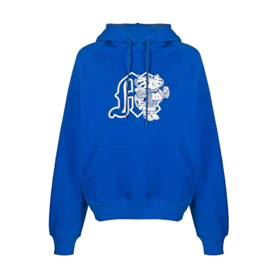 MSGM Blue Pullover Hoodie with Print Design - 100% Cotton Long Sleeve 3540MM122237795-BLUE