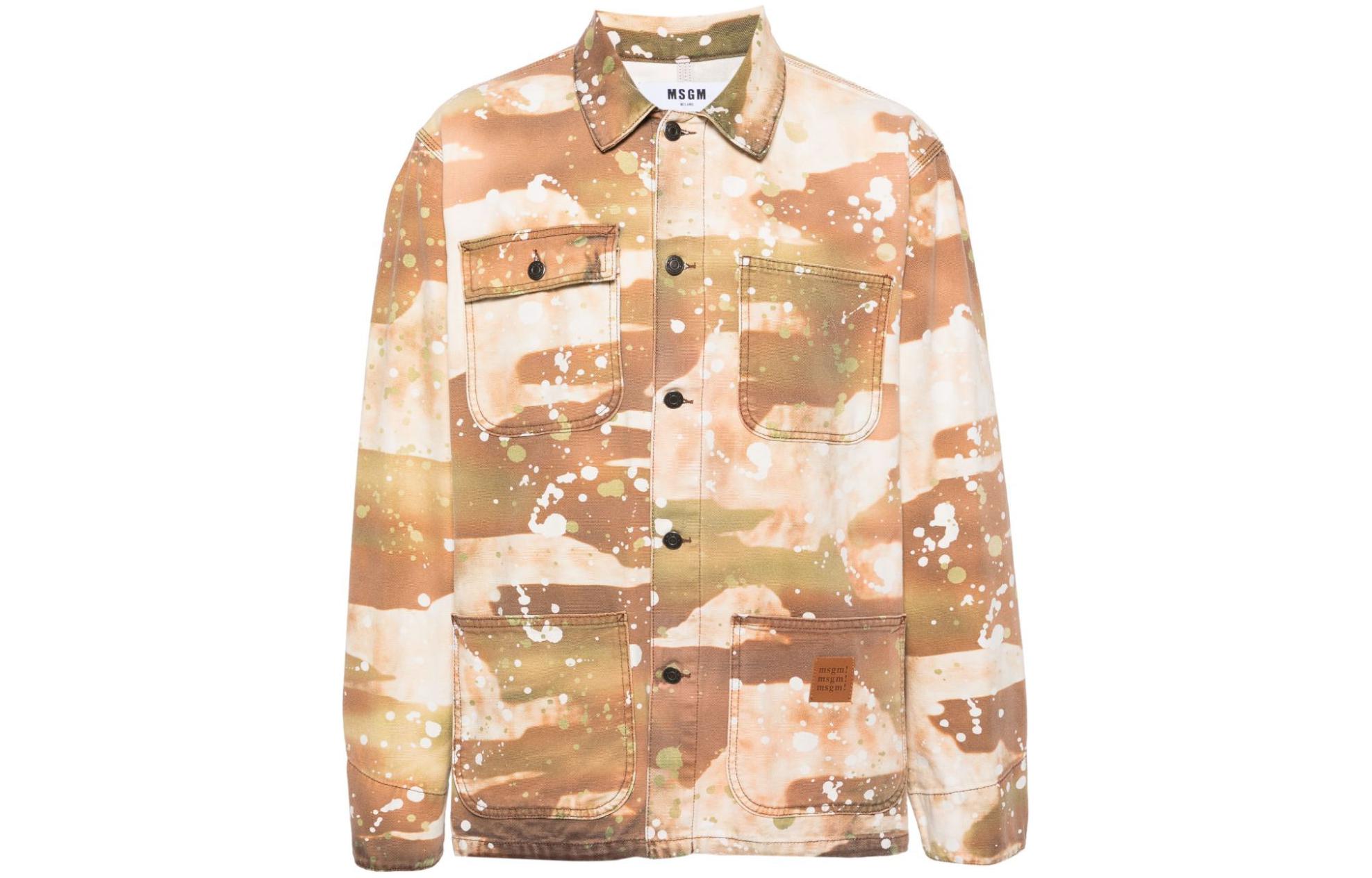 MSGM Camouflage Print Single-Breasted Long-Sleeve Jacket Multicolor Men 3640MH232L247082-POLYCHROME