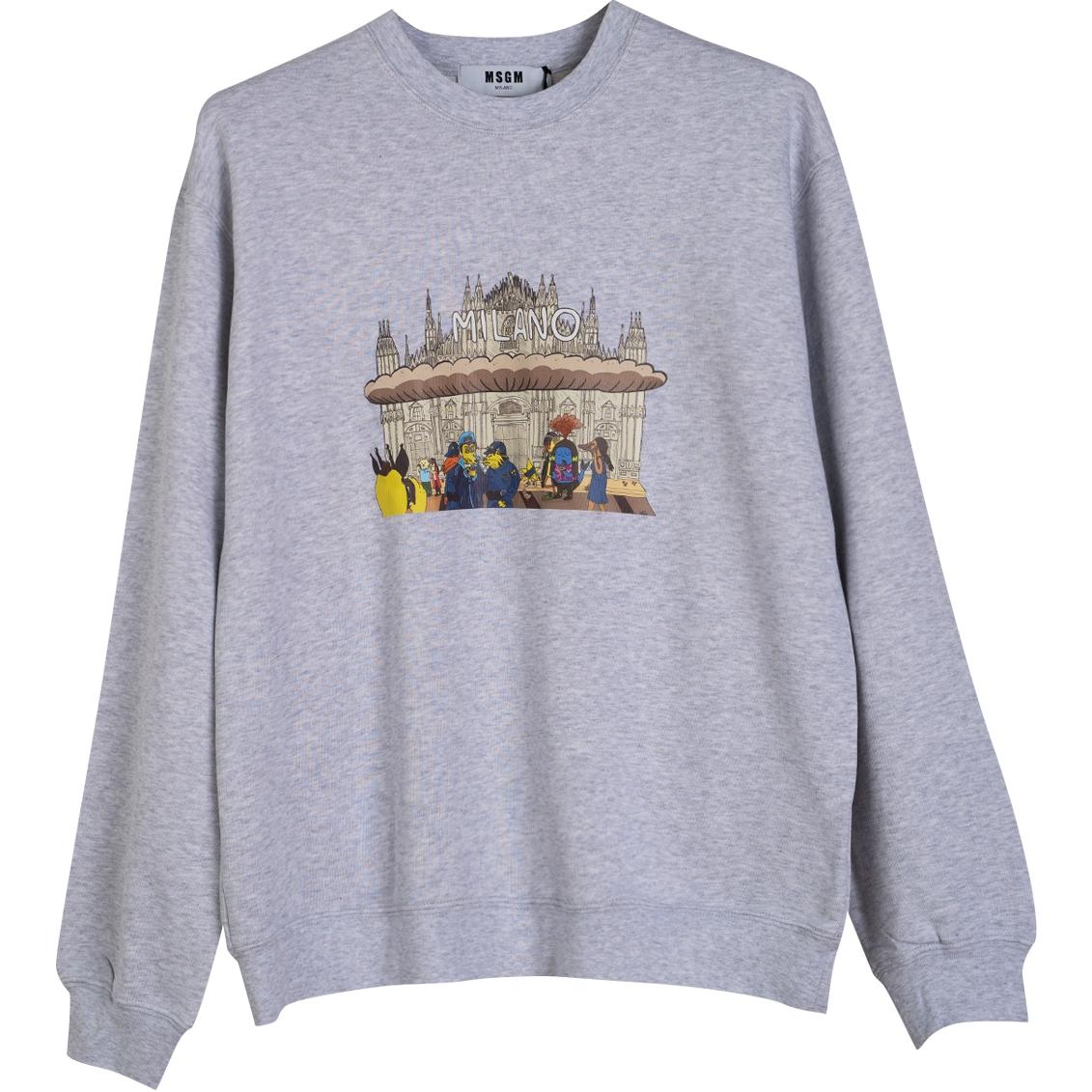 MSGM Cartoon Print Crewneck Oversized Sweatshirt Men’s Light Gray 2840MM22420709794
