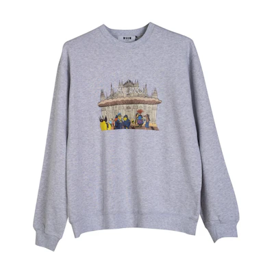 MSGM Cartoon Print Crewneck Oversized Sweatshirt Men’s Light Gray 2840MM22420709794