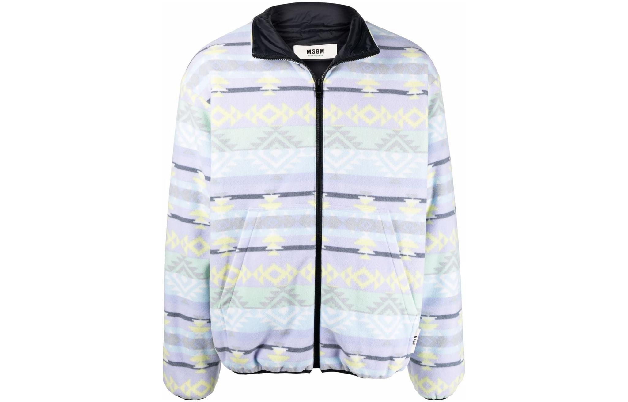 MSGM Collared Zip Long Sleeve Blue Purple Jacket 3140MH192-21770-53