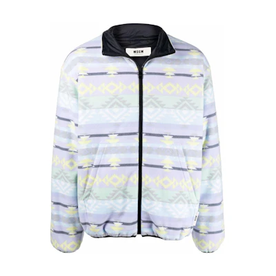 MSGM Collared Zip Long Sleeve Blue Purple Jacket 3140MH192-21770-53