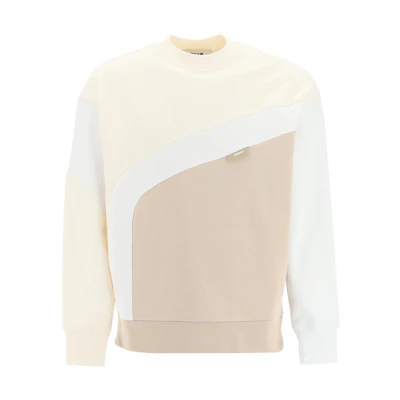 MSGM Colorblock Crewneck Pullover Sweatshirt Beige - 3140MM88217599-02