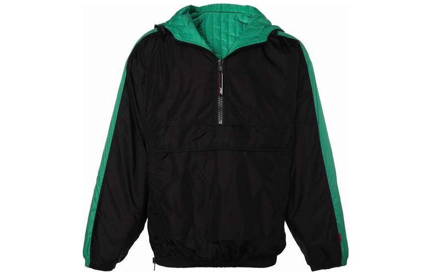 Order MSGM Jaket Hoodie Lengan Panjang Warna Blok Hitam Half-Zip. 2940MH02RY-207515-99