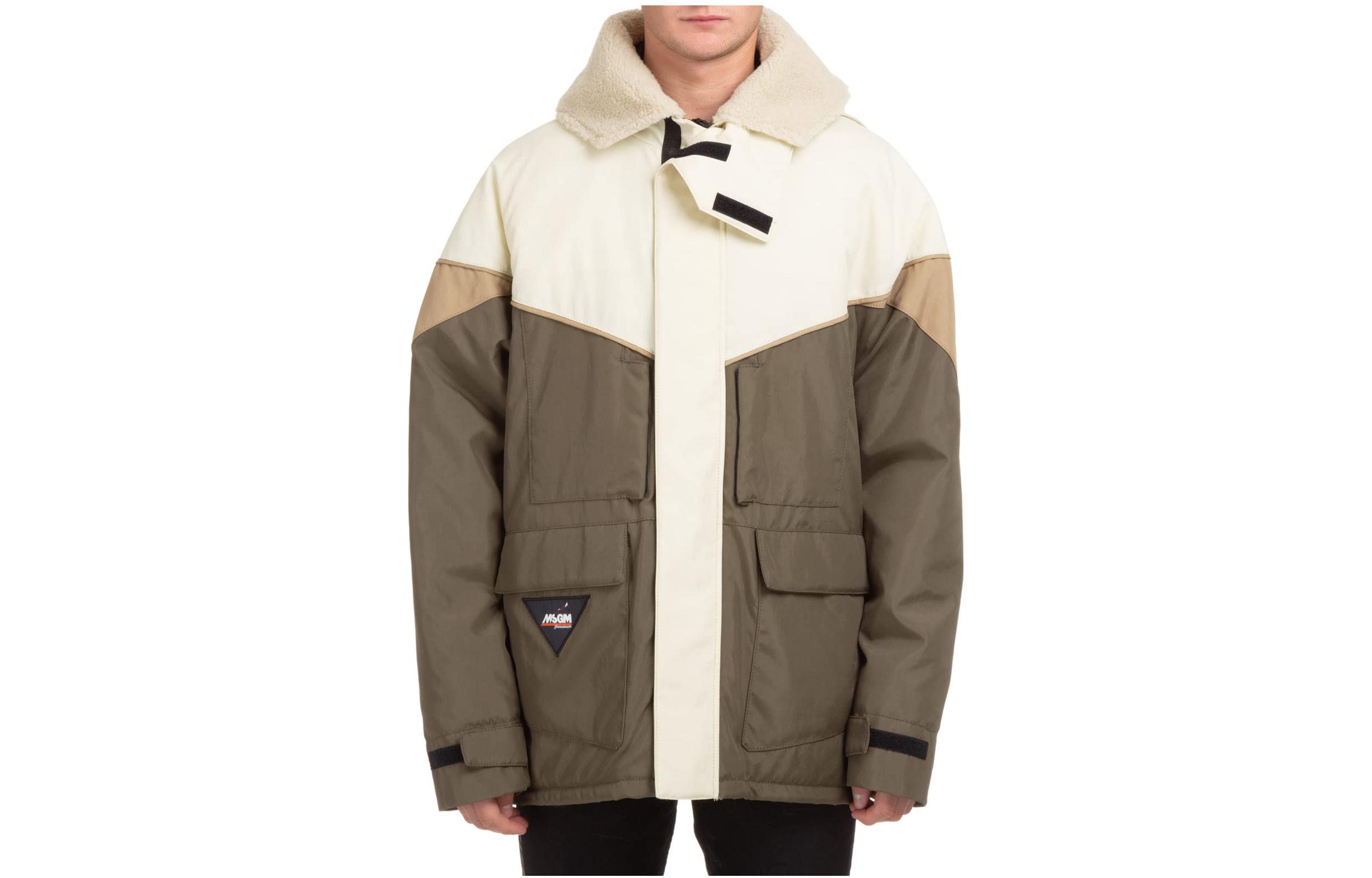 MSGM Colorblock Hooded Jacket Green Mens 3140MH06XY-217511-37