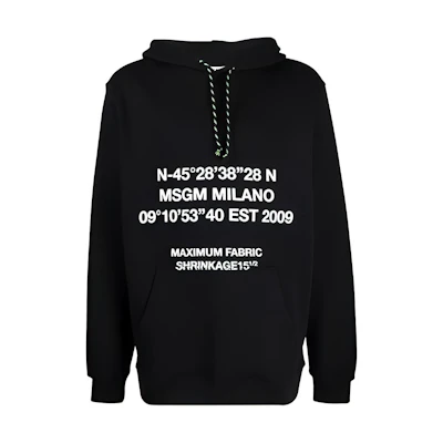 MSGM Coordinates Print Hoodie Black Mens 3140MM182217599-99