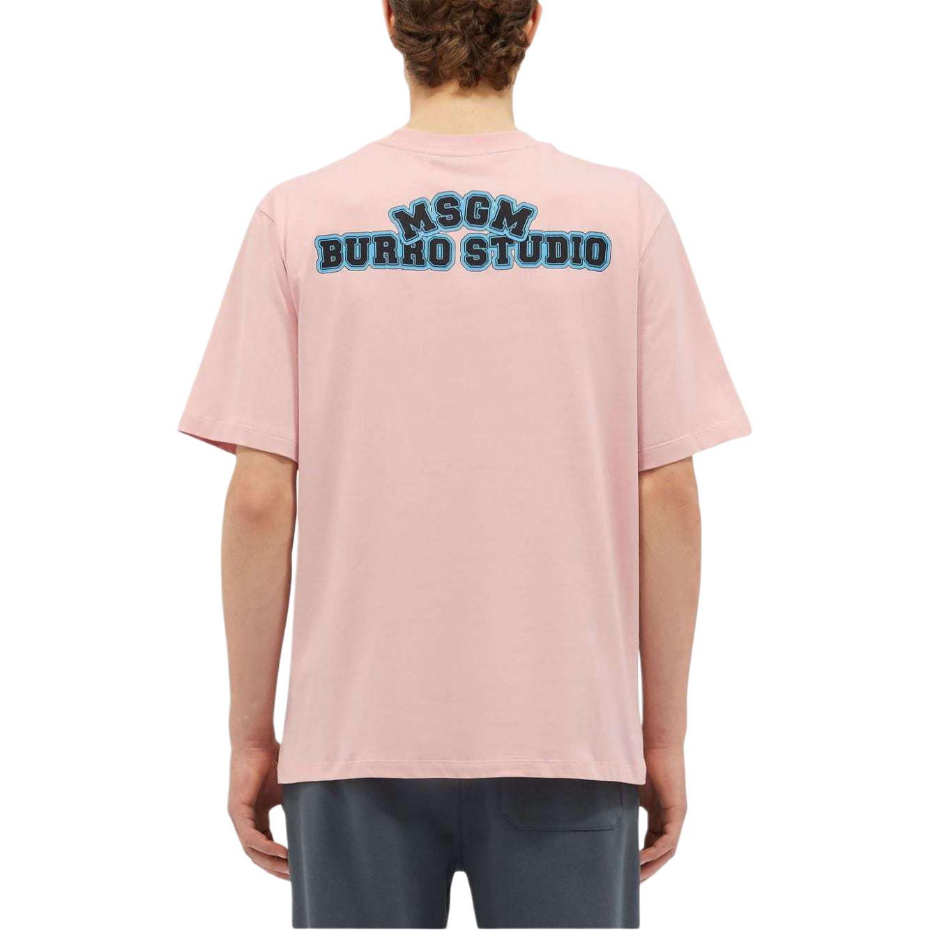 Shop MSGM Baju-T Lengan Pendek Coral Pink Grafik Lelaki. 3746MM01247791-PINK