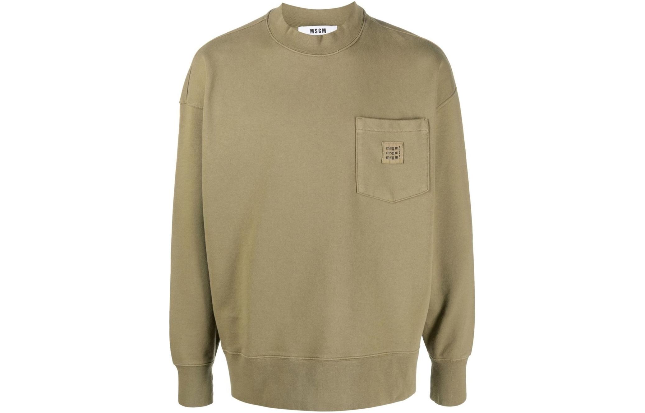 MSGM Crewneck Drop Shoulder Sweatshirt Yellow Green 3440MM100237278-37