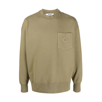MSGM Crewneck Drop Shoulder Sweatshirt Yellow Green 3440MM100237278-37