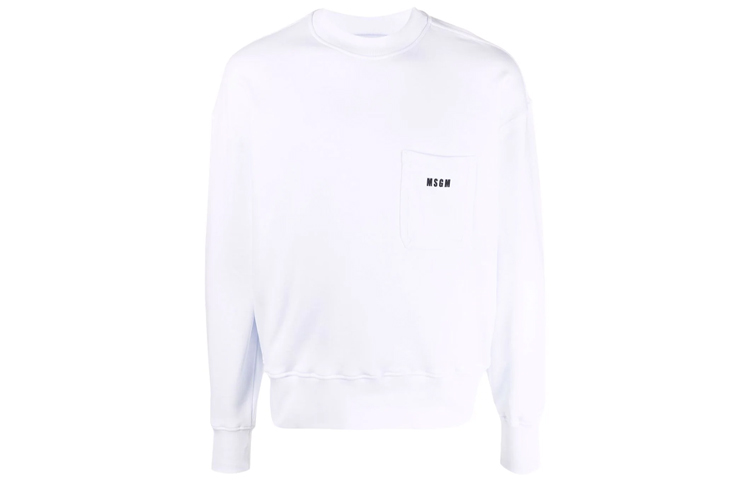 MSGM Crewneck Logo Pocket Sweatshirt White - 3040MM71217099-01