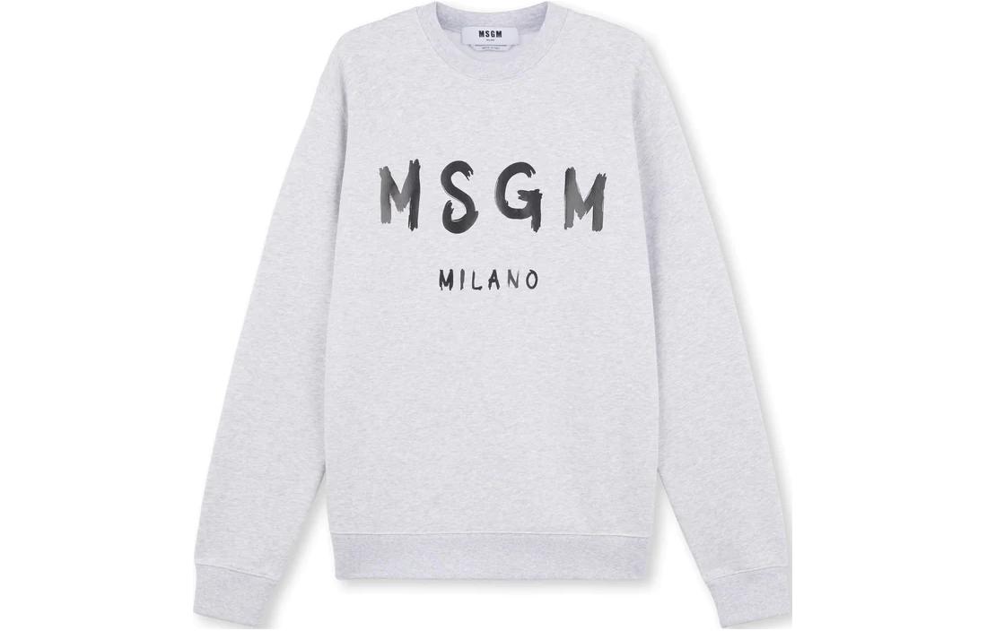 MSGM Crewneck Logo Print Long-Sleeve Sweatshirt Gray 2000MM513-200004-94