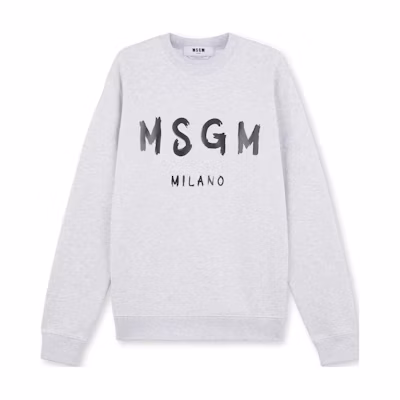 MSGM Crewneck Logo Print Long-Sleeve Sweatshirt Gray 2000MM513-200004-94