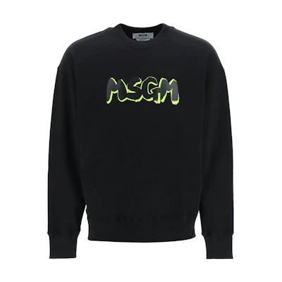 MSGM Crewneck Long Sleeve Sweatshirt with Logo Print 3440MM97237000-99