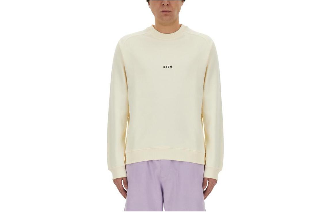 MSGM Crewneck Pullover Letter Long Sleeve Sweatshirt Beige () 2000MM5032-000000-2IVORY