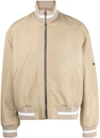 MSGM Embroidered Badge Bomber Jacket Beige 3540MH06X23750323-BEIGE MSGM Embroidered Badge Bomber Jacket Beige 3540MH06X23750323-BEIGE