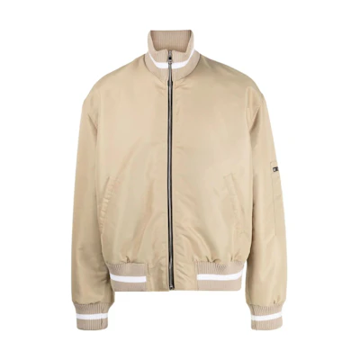 MSGM Embroidered Badge Bomber Jacket Beige 3540MH06X23750323-BEIGE