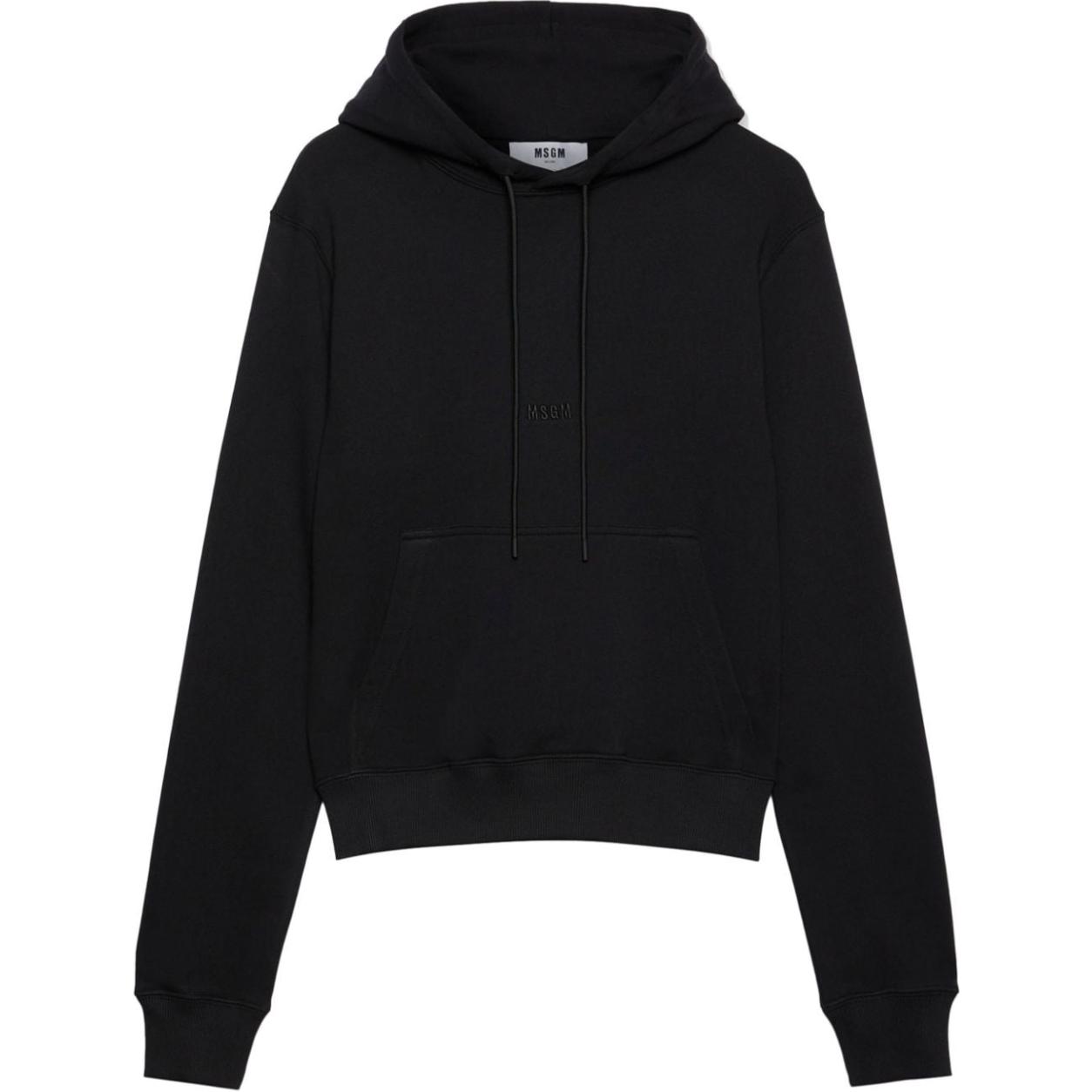MSGM Embroidered Logo Hoodie Black 3740MM12324779999