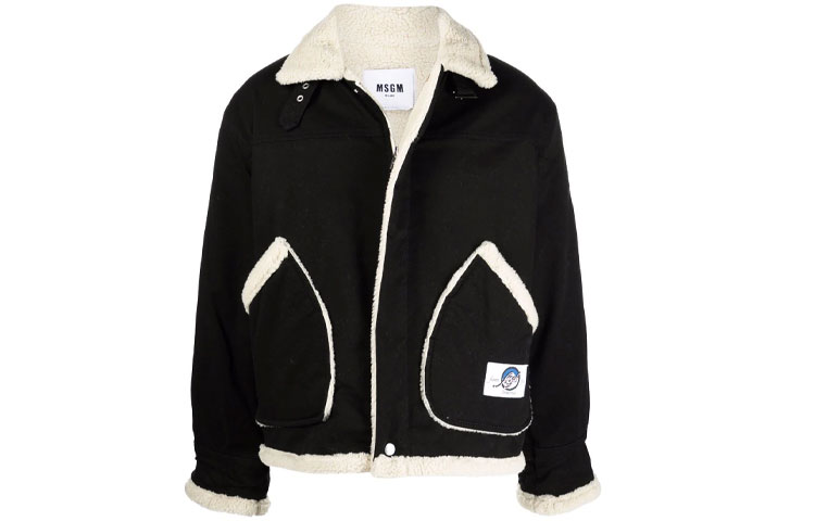 MSGM Faux Shearling Fleece Zip Jacket Winter Black 3140MH43T217586-99