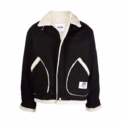 MSGM Faux Shearling Fleece Zip Jacket Winter Black 3140MH43T217586-99