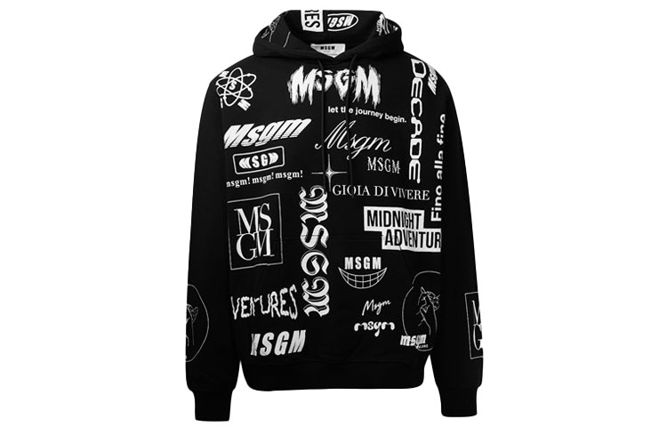 MSGM Felpa Print Graffiti Sweatshirt Black 2840MM100-207099