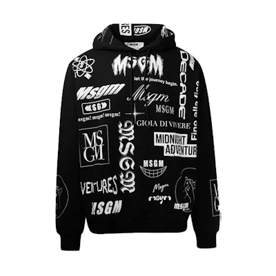 MSGM Felpa Print Graffiti Sweatshirt Black 2840MM100-207099