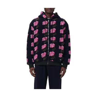 MSGM Floral Pattern Zip Hoodie Jacket - Black 3540MH20237516-03