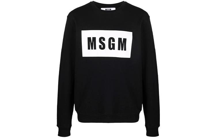 MSGM FW21 Black Printed Logo Long Sleeve Sweatshirt for Men 2000MM523200000-99