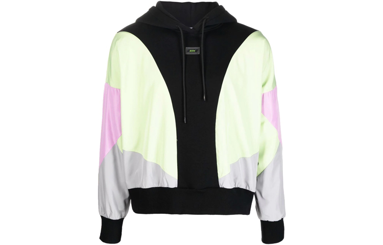 MSGM FW21 Colorblock Drawstring Hoodie Black () 3145MDM11217723-99