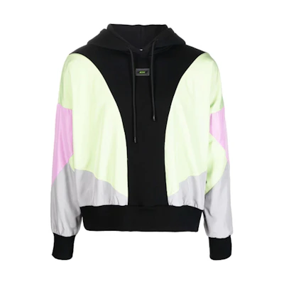MSGM FW21 Colorblock Drawstring Hoodie Black () 3145MDM11217723-99