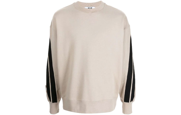 MSGM FW21 Colorblock Striped Pullover Sweatshirt Light Brown 3140MM90-217599-23