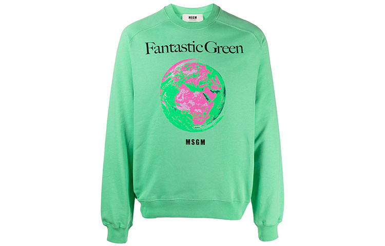 MSGM FW21 FAntastic Green Printed Crewneck Sweatshirt Men’s Green 3040MM173217119-31