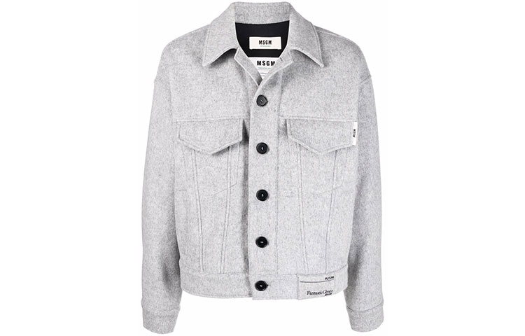 MSGM FW21 Felt Button-Up Grey Jacket 3140MH190217703-96
