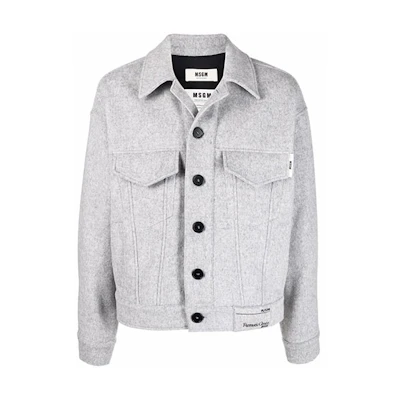 MSGM FW21 Felt Button-Up Grey Jacket 3140MH190217703-96