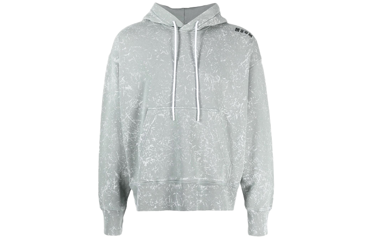 MSGM FW21 Gray Pullover Hoodie with Embroidered Lettering 3040MM92217095