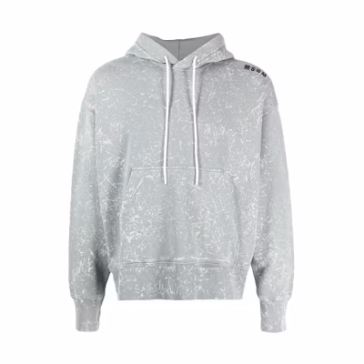 MSGM FW21 Gray Pullover Hoodie with Embroidered Lettering 3040MM92217095
