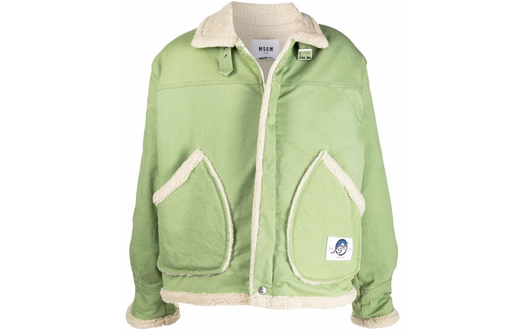 MSGM FW21 Green Faux Shearling Lined Jacket 3140MH43T217586