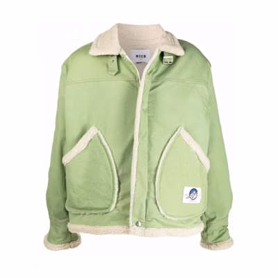 MSGM FW21 Green Faux Shearling Lined Jacket 3140MH43T217586
