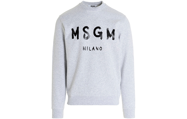 MSGM FW21 Grey Crewneck Letter Print Long Sleeve Sweatshirt for Men 2000MM51320000-394