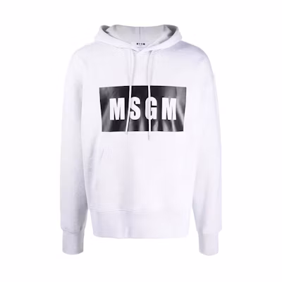 MSGM FW21 Grey Logo Print Pullover Hoodie 2000MM525200004-94